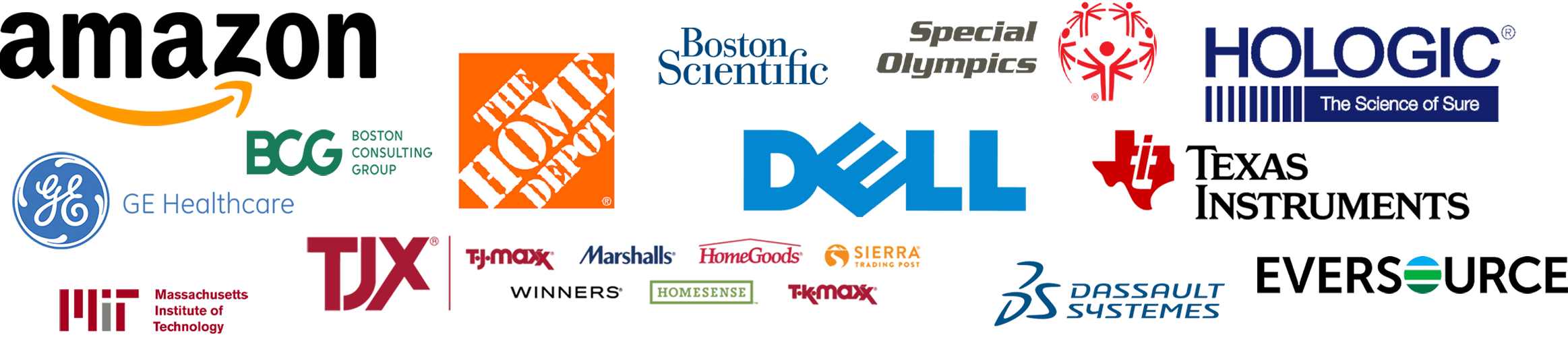 Company Logos that have run events with Half Axe; Amazon, Dell, TJX, etc.